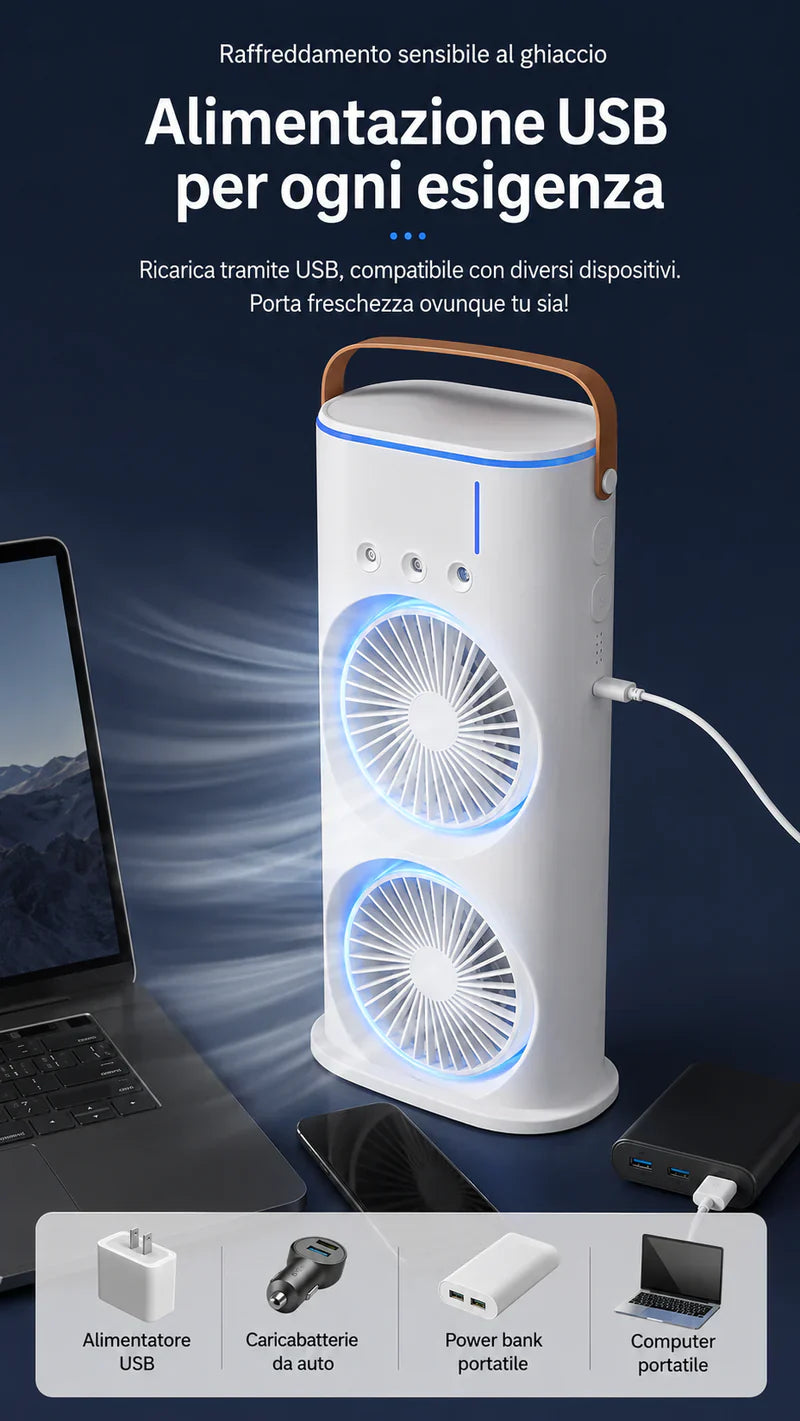 Ventilatore 3in1 Rinfrescante per Casa e Ufficio
